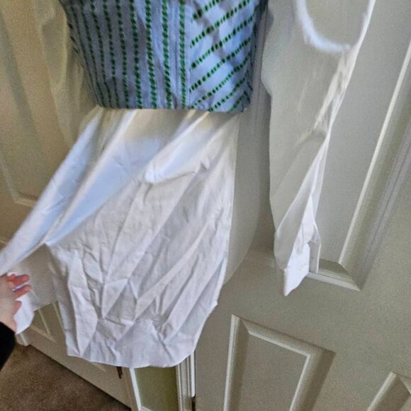 NWT Rosie Assoulin Mixed Media Layered White Button Down Shirt & Striped Top - Picture 13 of 16